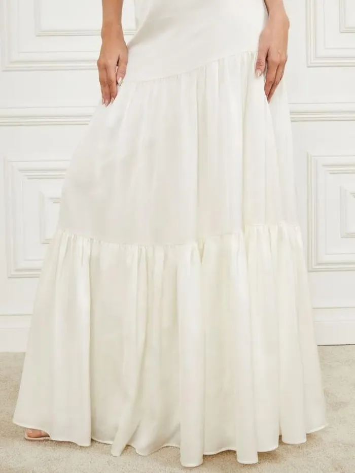 Bottoms Women Marciano Susanne Satin Maxi Skirt Pale Pearl Bottoms Women Marciano Susanne Satin Maxi Skirt Pale Pearl