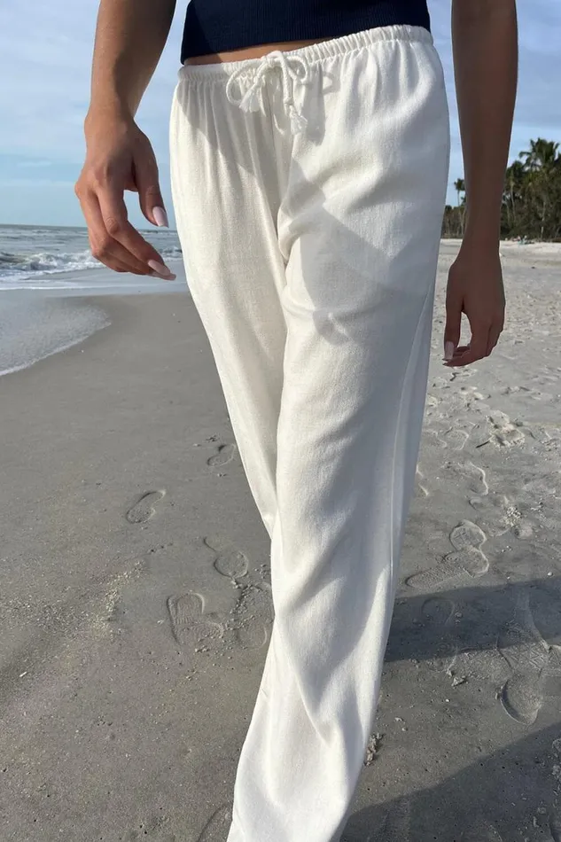 Brandy Melville Bottoms Anastasia Linen Pants Ivory 8211 Women