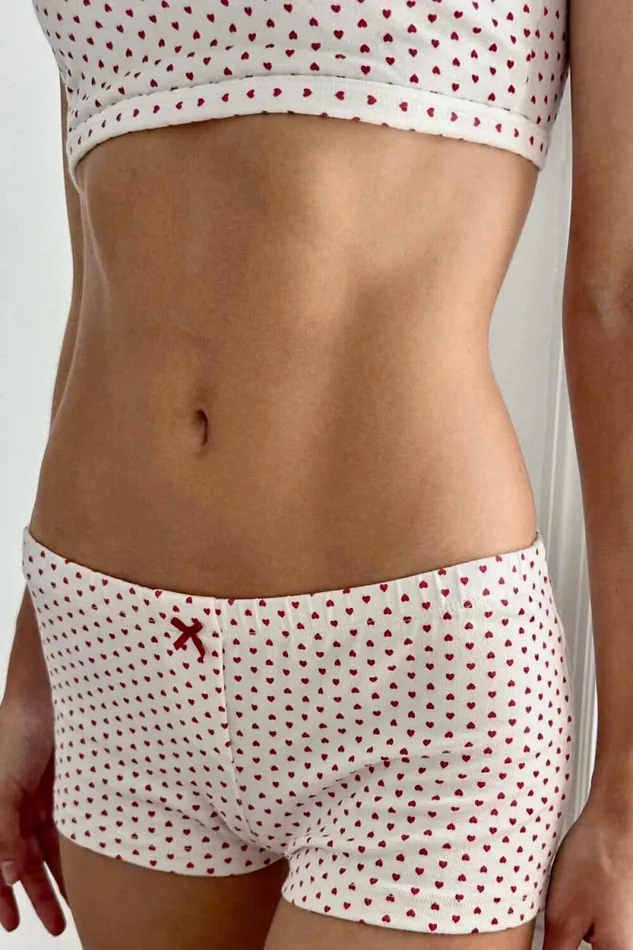 Brandy Melville Intimates Bow Heart Boxer Underwear Natural White 8211 Women