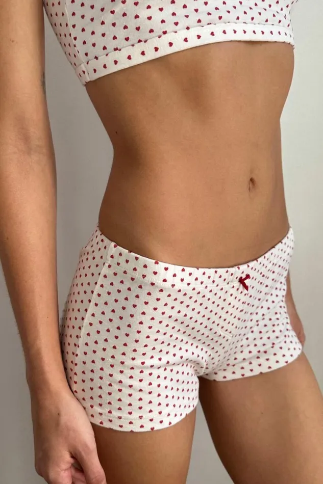 Brandy Melville Intimates Bow Heart Boxer Underwear Natural White 8211 Women