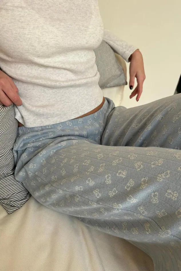 Brandy Melville Pajamas Kiera Teddy Bear Sweatpants Light Blue 8211 Women