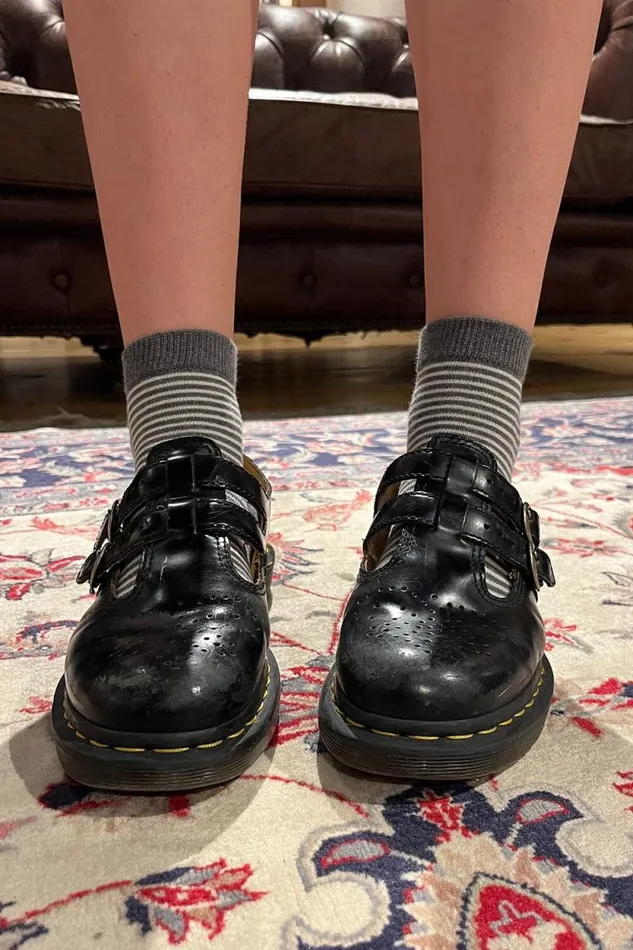 Brandy Melville Socks Striped Socks Dark Grey White Stripe 8211 Women