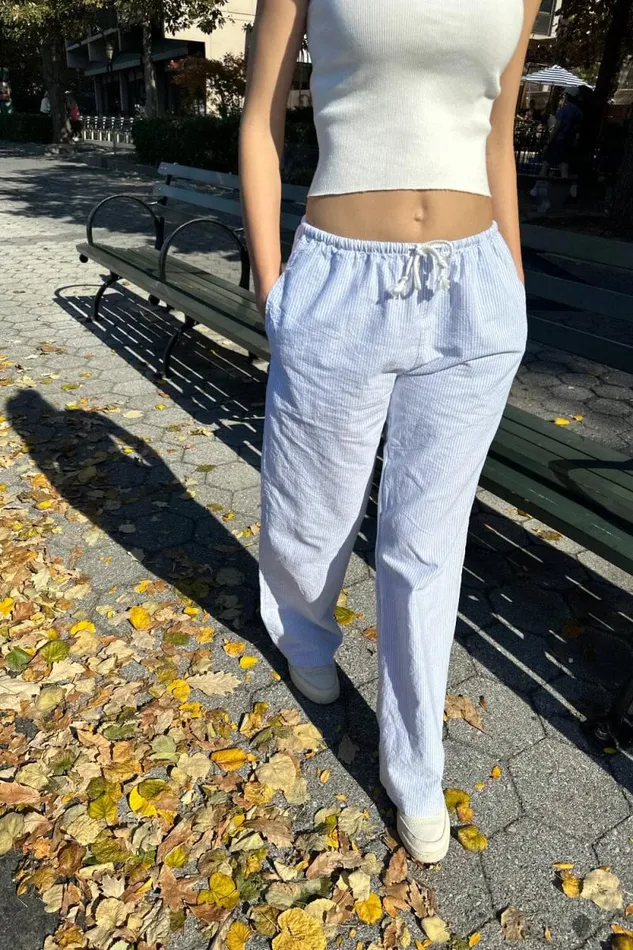 Brandy Melville Sweatpants and Sweatshirts Anastasia Pants Light Blue And White Stripes 8211 Women