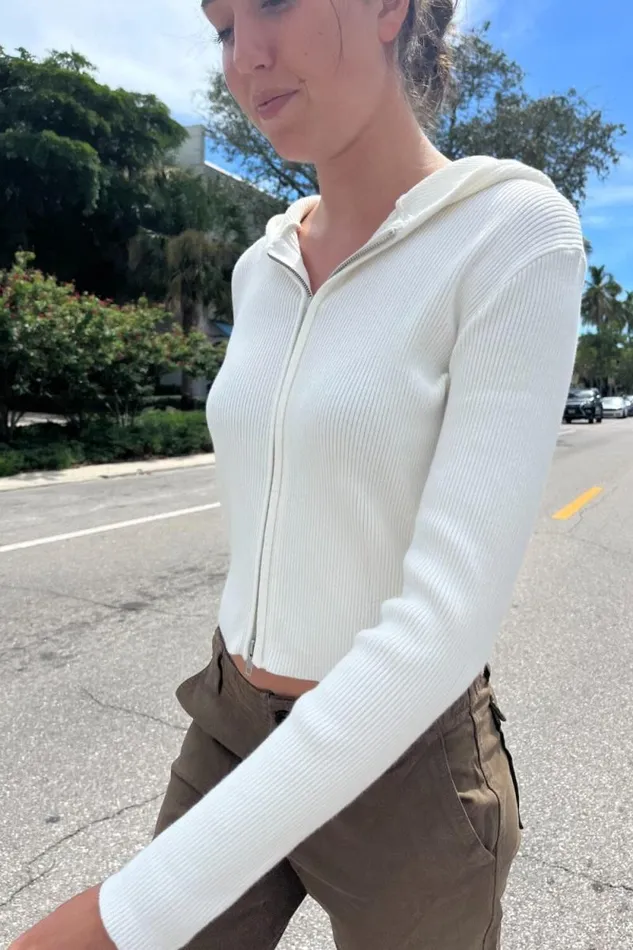 Brandy Melville Sweatpants and Sweatshirts Arden Crop Hoodie White 8211 Women