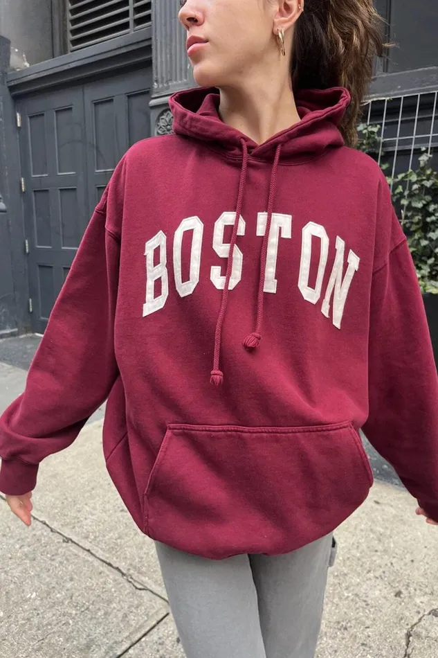 Brandy Melville Sweatpants and Sweatshirts Christy Boston Hoodie Maroon 8211 Women Brandy Melville Sweatpants and Sweatshirts Christy Boston Hoodie Maroon 8211 Women