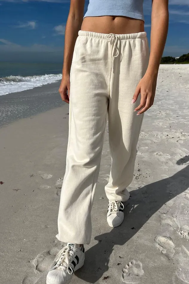 Brandy Melville Sweatpants and Sweatshirts Rosa Tie Sweatpants Ivory 8211 Women
