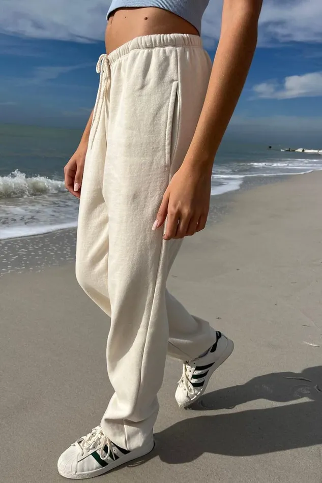 Brandy Melville Sweatpants and Sweatshirts Rosa Tie Sweatpants Ivory 8211 Women