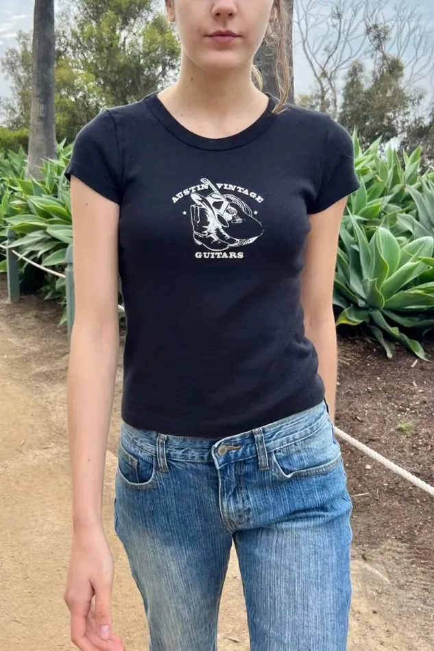 Brandy Melville Tops Hailie Austin Vintage Guitars Top Black 8211 Women