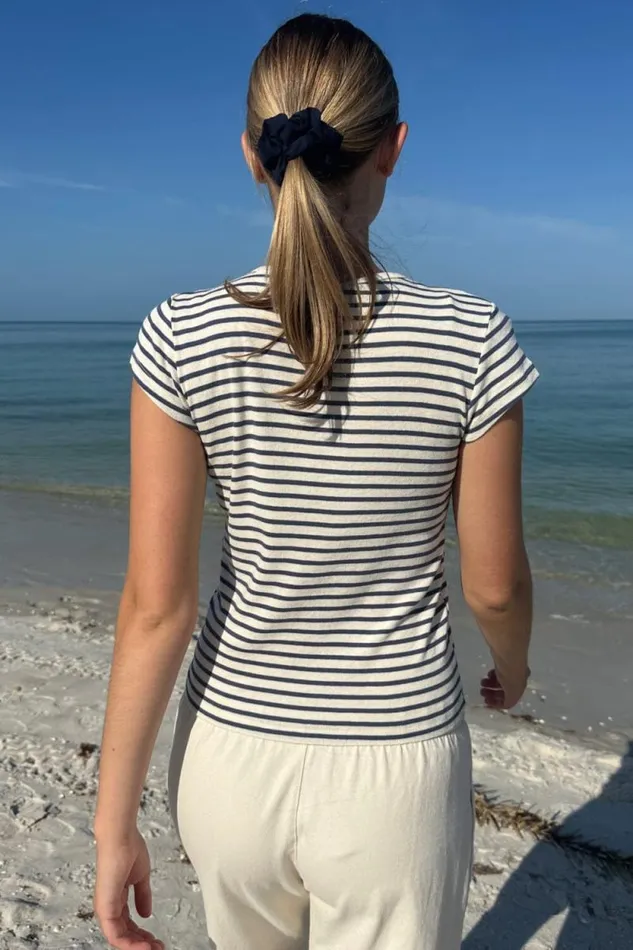 Brandy Melville Tops Hailie Long Striped Top Cream And Navy Stripe 8211 Women