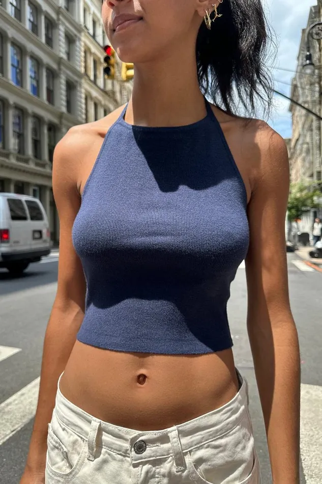 Brandy Melville Tops Jordyn Halter Top Classic Navy 8211 Women
