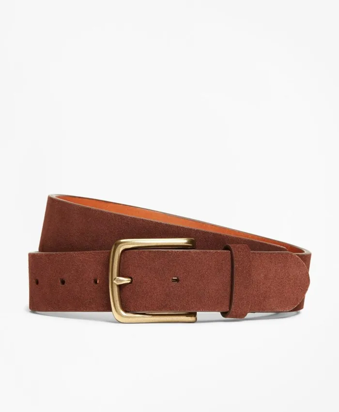 Brooks Brothers Belts Suede Leather Belt Cognac 8211 Men