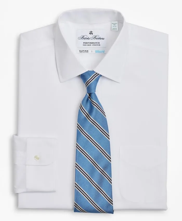 Brooks Brothers Dress Shirts Milano Slim Fit Dress Shirt Performance NonIron With COOLMAX Ainsley Collar Twill White 8211 Men Brooks Brothers Dress Shirts Milano Slim Fit Dress Shirt Performance NonIron With COOLMAX Ainsley Collar Twill White 8211 Men