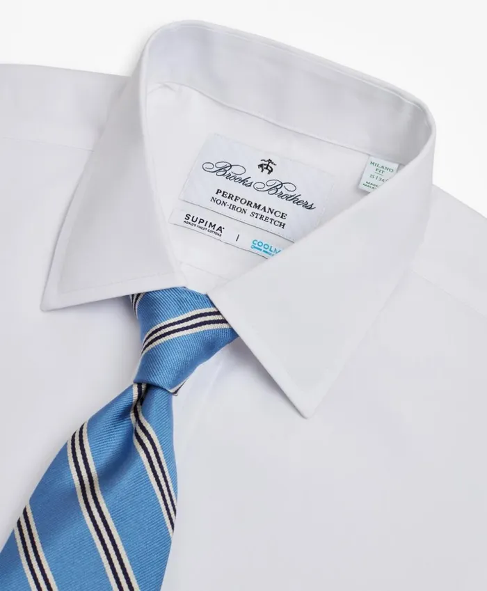 Brooks Brothers Dress Shirts Milano Slim Fit Dress Shirt Performance NonIron With COOLMAX Ainsley Collar Twill White 8211 Men Brooks Brothers Dress Shirts Milano Slim Fit Dress Shirt Performance NonIron With COOLMAX Ainsley Collar Twill White 8211 Men