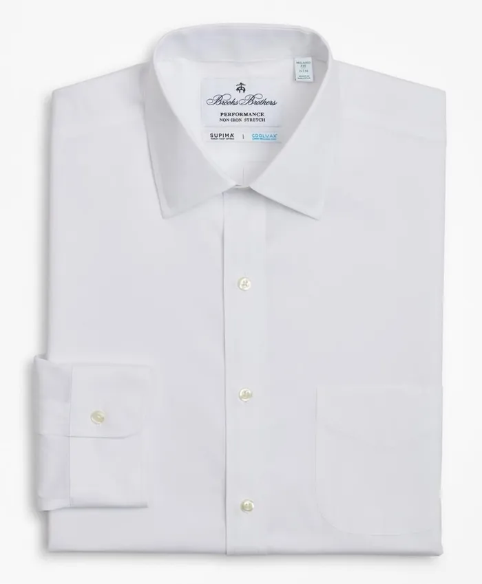 Brooks Brothers Dress Shirts Milano Slim Fit Dress Shirt Performance NonIron With COOLMAX Ainsley Collar Twill White 8211 Men Brooks Brothers Dress Shirts Milano Slim Fit Dress Shirt Performance NonIron With COOLMAX Ainsley Collar Twill White 8211 Men