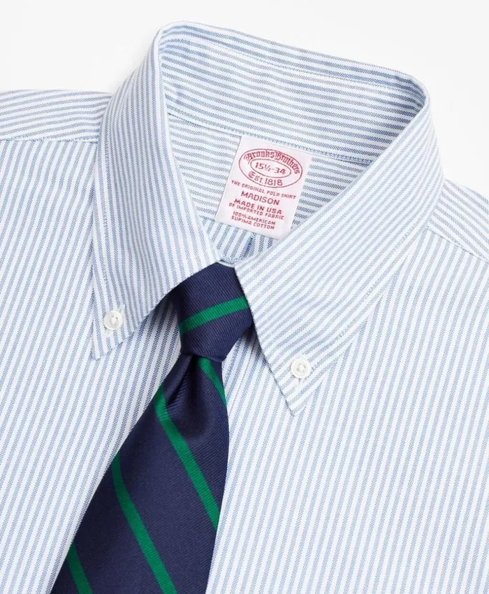 Brooks Brothers Dress Shirts Original Polo ButtonDown Oxford Madison ClassicFit Dress Shirt Stripe Dark Blue 8211 Men