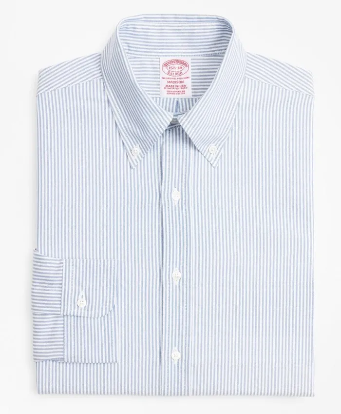 Brooks Brothers Dress Shirts Original Polo ButtonDown Oxford Madison ClassicFit Dress Shirt Stripe Dark Blue 8211 Men
