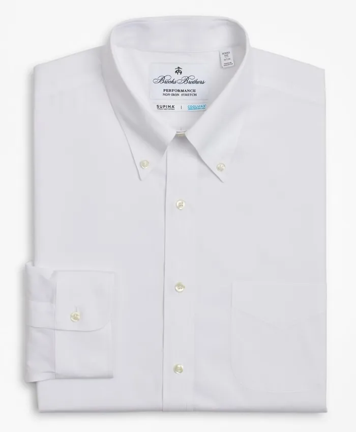 Brooks Brothers Dress Shirts Soho ExtraSlim Fit Dress Shirt Performance NonIron With COOLMAX ButtonDown Collar Twill White 8211 Men Brooks Brothers Dress Shirts Soho ExtraSlim Fit Dress Shirt Performance NonIron With COOLMAX ButtonDown Collar Twill White 8211 Men