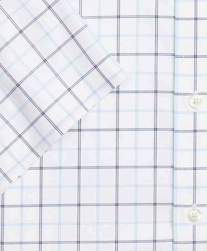 Brooks Brothers Dress Shirts Stretch Madison ClassicFit Dress Shirt NonIron Twill ShortSleeve DoubleGrid Checkk Blue 8211 Men Brooks Brothers Dress Shirts Stretch Madison ClassicFit Dress Shirt NonIron Twill ShortSleeve DoubleGrid Checkk Blue 8211 Men