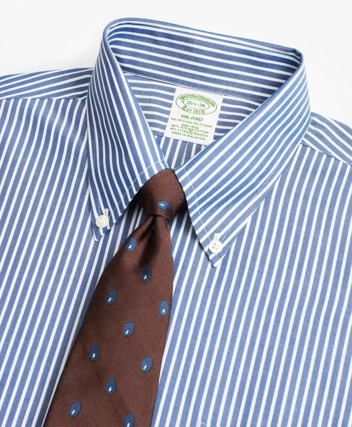 Brooks Brothers Dress Shirts Stretch Milano SlimFit Dress Shirt NonIron Ground Stripe Blue 8211 Men Brooks Brothers Dress Shirts Stretch Milano SlimFit Dress Shirt NonIron Ground Stripe Blue 8211 Men