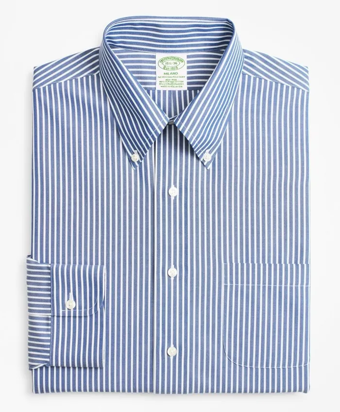 Brooks Brothers Dress Shirts Stretch Milano SlimFit Dress Shirt NonIron Ground Stripe Blue 8211 Men Brooks Brothers Dress Shirts Stretch Milano SlimFit Dress Shirt NonIron Ground Stripe Blue 8211 Men
