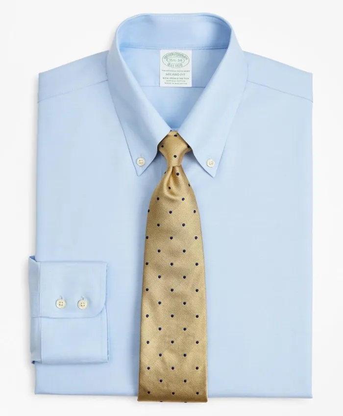 Brooks Brothers Dress Shirts Stretch Milano SlimFit Dress Shirt NonIron Twill ButtonDown Collar Light Blue 8211 Men Brooks Brothers Dress Shirts Stretch Milano SlimFit Dress Shirt NonIron Twill ButtonDown Collar Light Blue 8211 Men