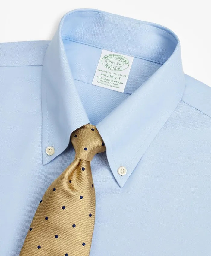 Brooks Brothers Dress Shirts Stretch Milano SlimFit Dress Shirt NonIron Twill ButtonDown Collar Light Blue 8211 Men Brooks Brothers Dress Shirts Stretch Milano SlimFit Dress Shirt NonIron Twill ButtonDown Collar Light Blue 8211 Men