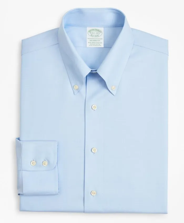 Brooks Brothers Dress Shirts Stretch Milano SlimFit Dress Shirt NonIron Twill ButtonDown Collar Light Blue 8211 Men Brooks Brothers Dress Shirts Stretch Milano SlimFit Dress Shirt NonIron Twill ButtonDown Collar Light Blue 8211 Men