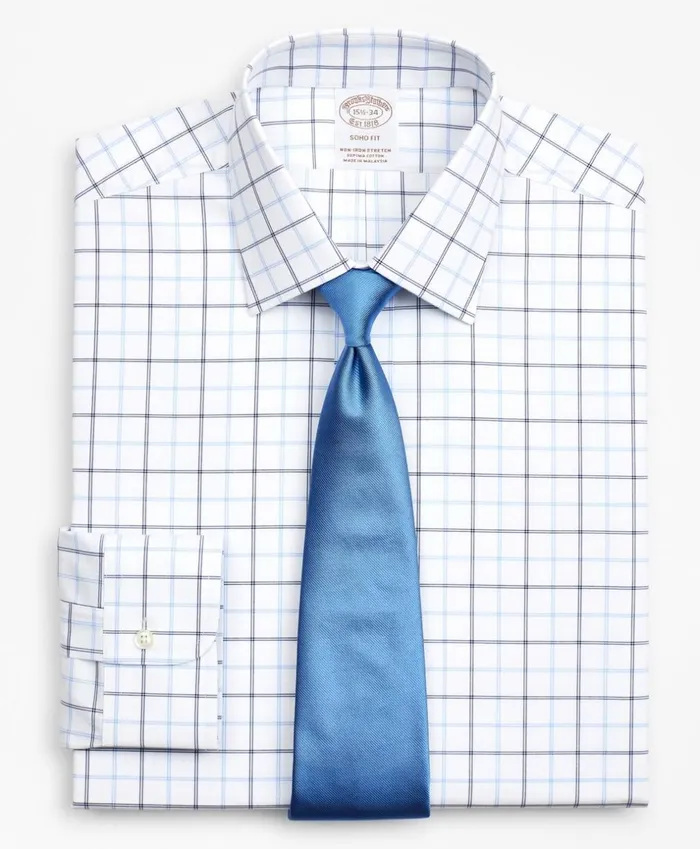 Brooks Brothers Dress Shirts Stretch Soho ExtraSlimFit Dress Shirt NonIron Poplin Ainsley Collar DoubleGrid Check Blue 8211 Men Brooks Brothers Dress Shirts Stretch Soho ExtraSlimFit Dress Shirt NonIron Poplin Ainsley Collar DoubleGrid Check Blue 8211 Men