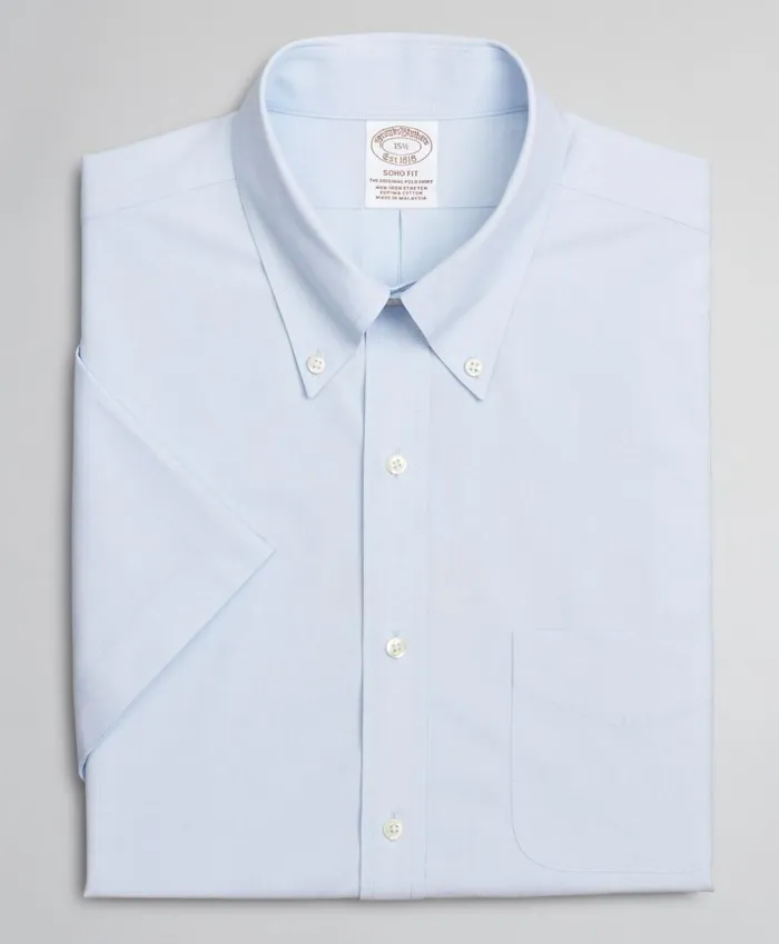 Brooks Brothers Dress Shirts Stretch Soho ExtraSlimFit Dress Shirt NonIron Poplin EndonEnd ShortSleeve Light Blue 8211 Men Brooks Brothers Dress Shirts Stretch Soho ExtraSlimFit Dress Shirt NonIron Poplin EndonEnd ShortSleeve Light Blue 8211 Men