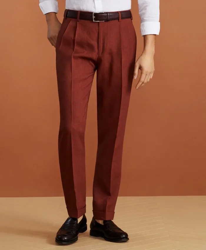 Brooks Brothers Dress Trousers Golden Fleece Linen Pleated Chino Trousers Rust 8211 Men Brooks Brothers Dress Trousers Golden Fleece Linen Pleated Chino Trousers Rust 8211 Men