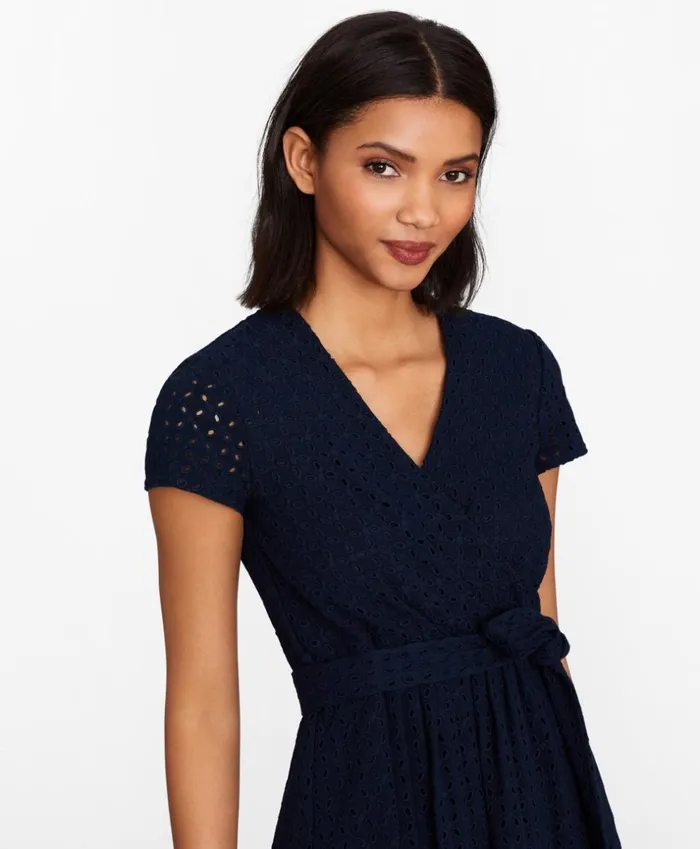 Brooks Brothers Dresses Floral Eyelet Faux Wrap Dress Navy 8211 Women Brooks Brothers Dresses Floral Eyelet Faux Wrap Dress Navy 8211 Women