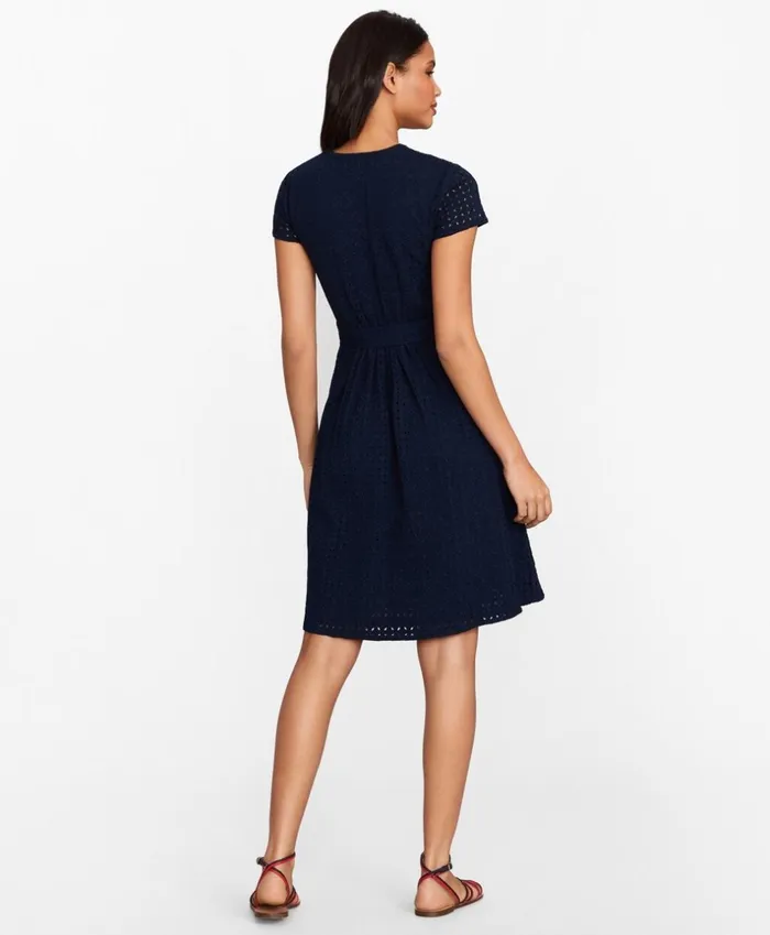 Brooks Brothers Dresses Floral Eyelet Faux Wrap Dress Navy 8211 Women Brooks Brothers Dresses Floral Eyelet Faux Wrap Dress Navy 8211 Women