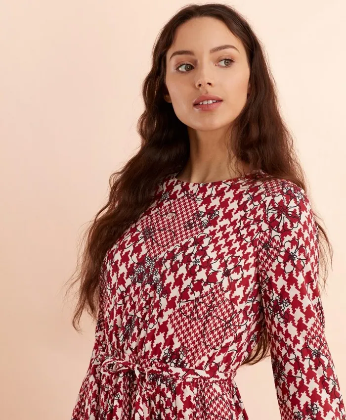 Brooks Brothers Dresses Floral HoundstoothPrint Dress Red 8211 Women