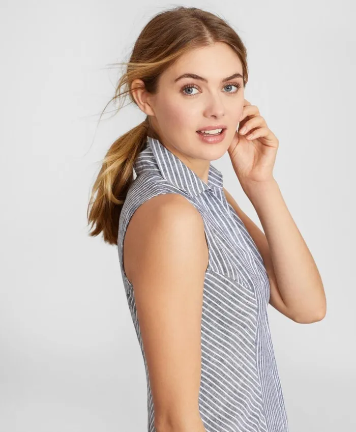 Brooks Brothers Dresses Striped Linen Shirt Dress Navywhite 8211 Women