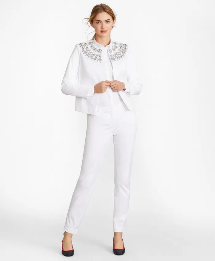 Brooks Brothers Jackets Beaded Cotton Sateen Jacket White 8211 Women Brooks Brothers Jackets Beaded Cotton Sateen Jacket White 8211 Women