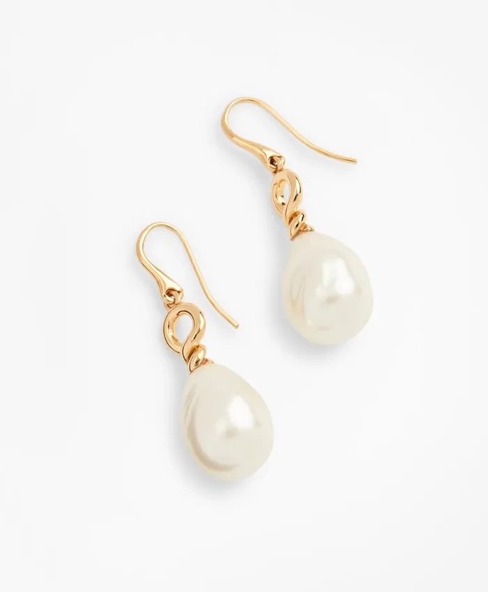 Brooks Brothers Jewelry Baroque Glass Pearl Drop Earrings Gold 8211 Women