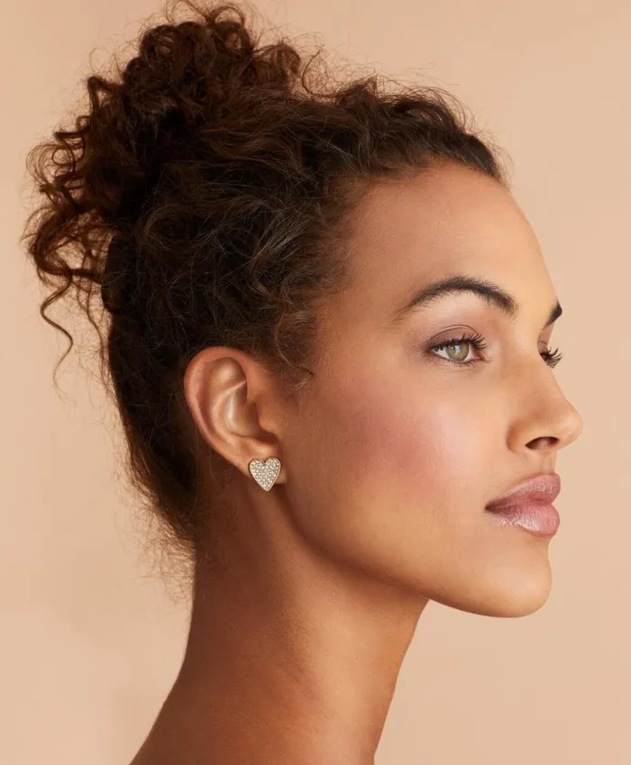 Brooks Brothers Jewelry CrystalCovered Heart Stud Earrings Gold 8211 Women Brooks Brothers Jewelry CrystalCovered Heart Stud Earrings Gold 8211 Women