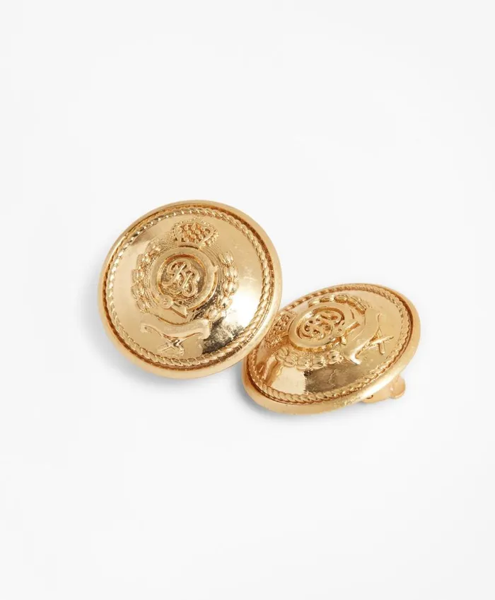Brooks Brothers Jewelry GoldPlated Crest Clip Earrings Gold 8211 Women