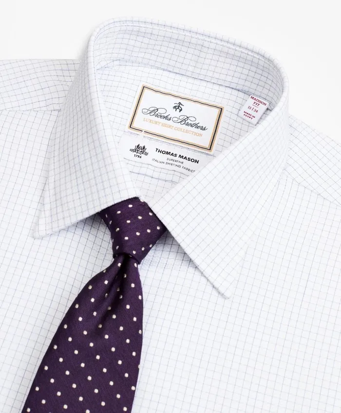 Brooks Brothers Luxury Shirts Luxury Collection Madison ClassicFit Dress Shirt Franklin Spread Collar Fine Windowpane White 8211 Men
