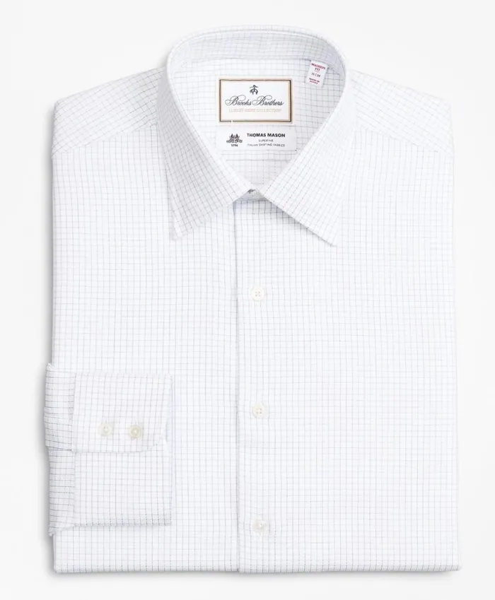 Brooks Brothers Luxury Shirts Luxury Collection Madison ClassicFit Dress Shirt Franklin Spread Collar Fine Windowpane White 8211 Men