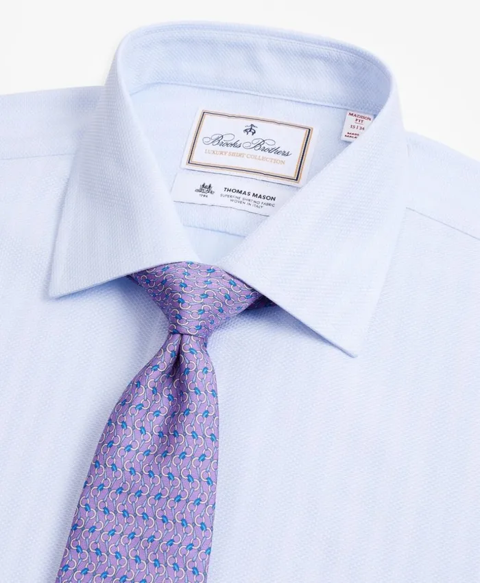 Brooks Brothers Luxury Shirts Luxury Collection Madison ClassicFit Dress Shirt Franklin Spread Collar Stripe Light Blue 8211 Men