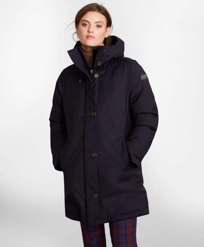 Brooks Brothers Outerwear Polar Series Waterproof Wool Parka Navy 8211 Women