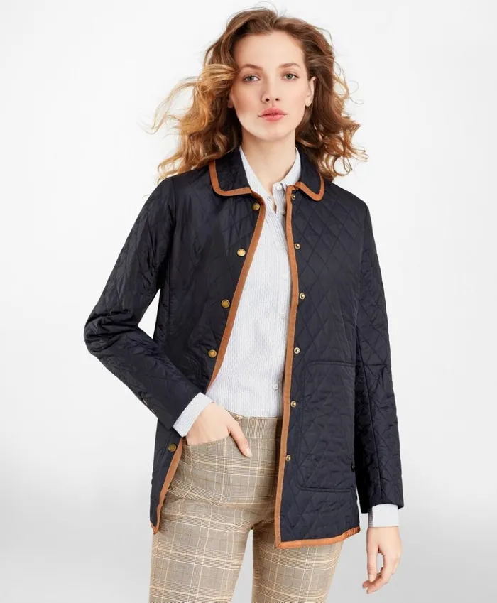 Brooks Brothers Outerwear WaterRepellent Quilted Car Coat Black 8211 Women