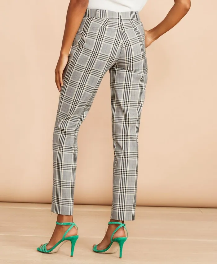 Brooks Brothers Pants Skirts and Shorts Tartan StretchCottonBlend Cropped Pants Blackmulti 8211 Women