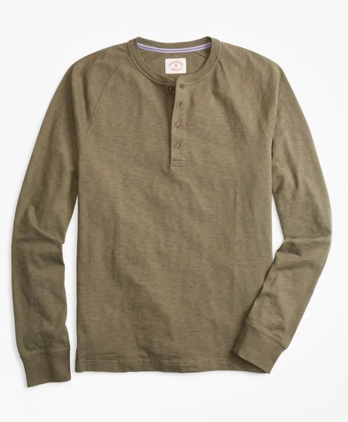 Brooks Brothers Polos and TShirts Slub Cotton Jersey Henley Ivy Green 8211 Men Brooks Brothers Polos and TShirts Slub Cotton Jersey Henley Ivy Green 8211 Men