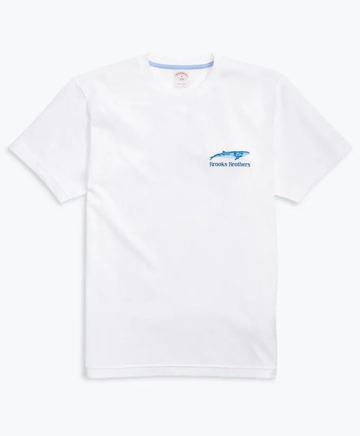 Brooks Brothers Polos and TShirts WhalePrint Cotton Jersey TShirt White 8211 Men Brooks Brothers Polos and TShirts WhalePrint Cotton Jersey TShirt White 8211 Men