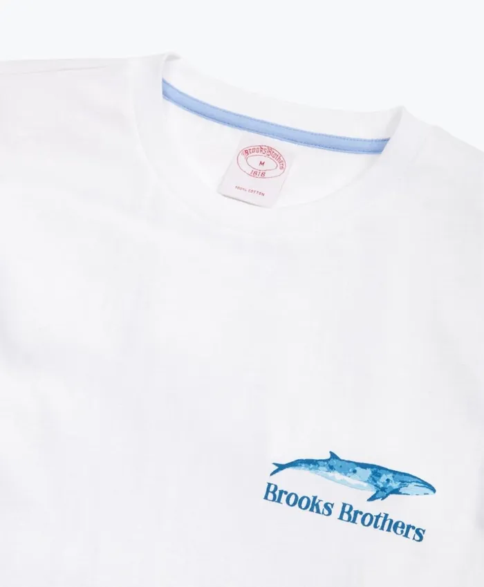 Brooks Brothers Polos and TShirts WhalePrint Cotton Jersey TShirt White 8211 Men Brooks Brothers Polos and TShirts WhalePrint Cotton Jersey TShirt White 8211 Men