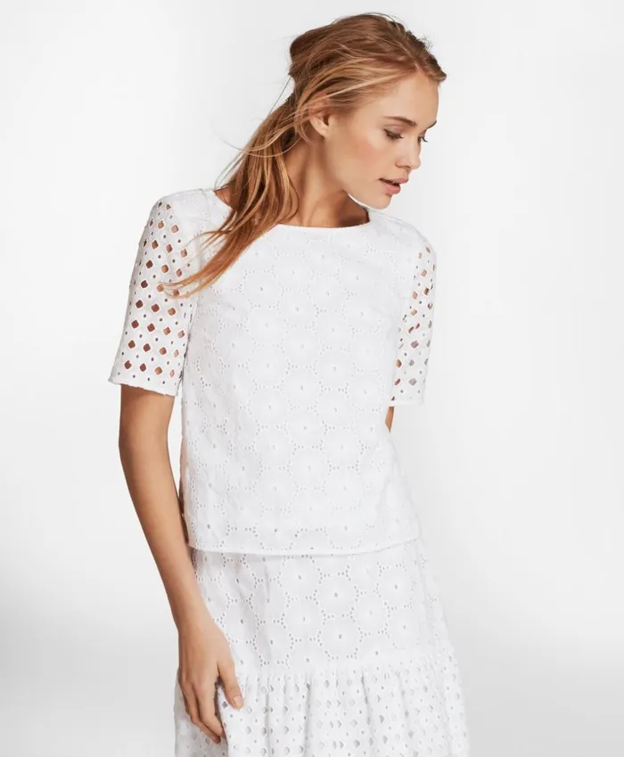 Brooks Brothers Shirts and Tops Cotton Eyelet Blouse White 8211 Women