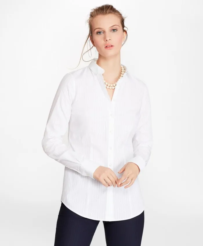 Brooks Brothers Shirts and Tops TailoredFit DiamondStripe Dobby Cotton Shirt White 8211 Women Brooks Brothers Shirts and Tops TailoredFit DiamondStripe Dobby Cotton Shirt White 8211 Women