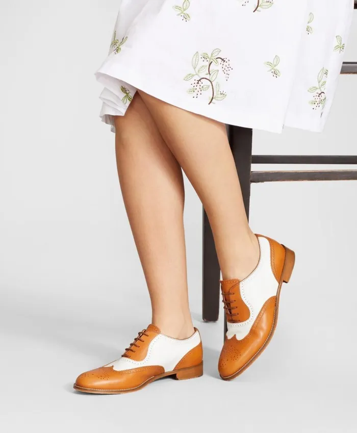 Brooks Brothers Shoes and Belts Leather Spectator Wingtips Cognac 8211 Women